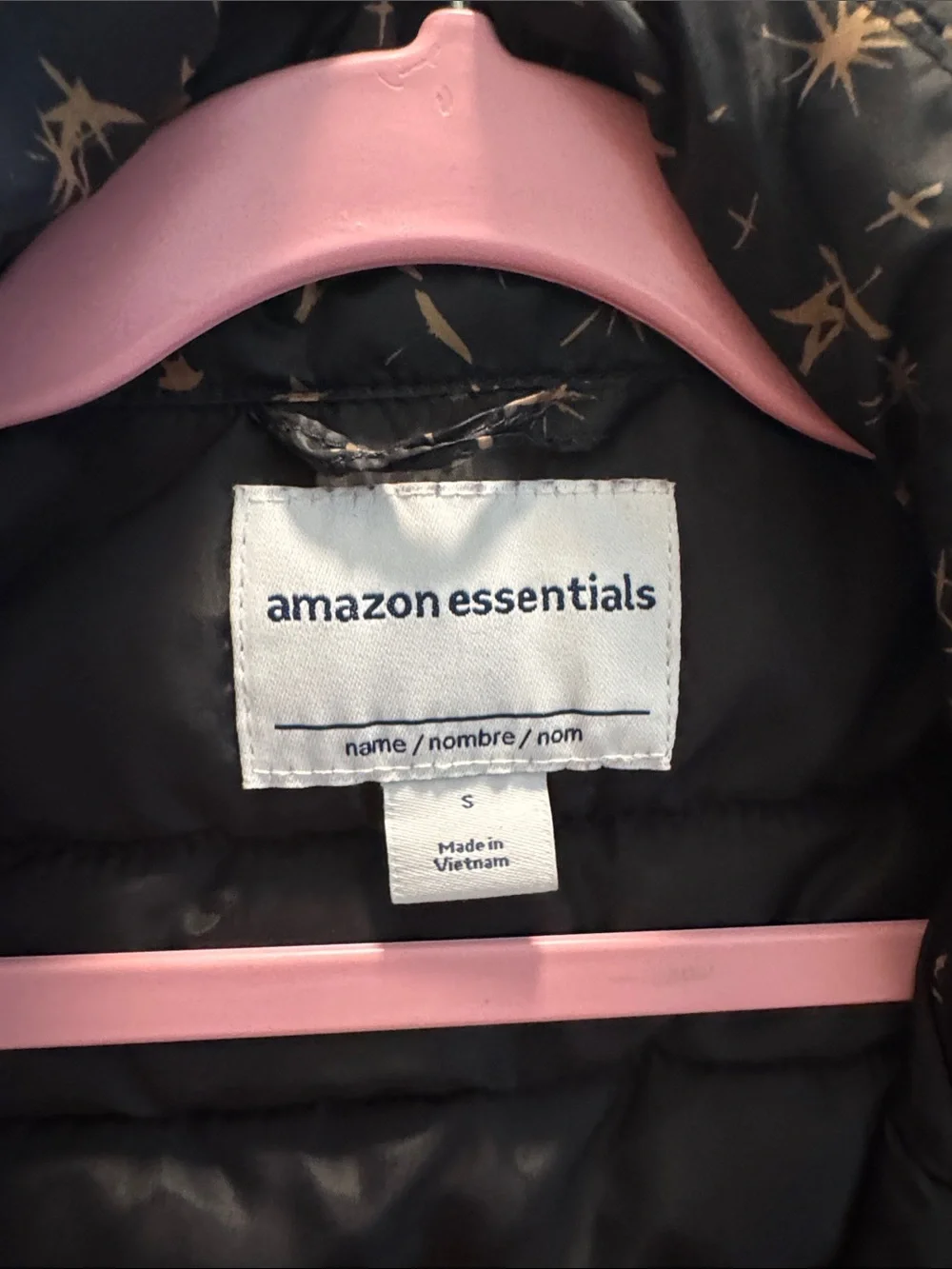 Amazon Essentials Black Quilted Star-Print Puffer Vest